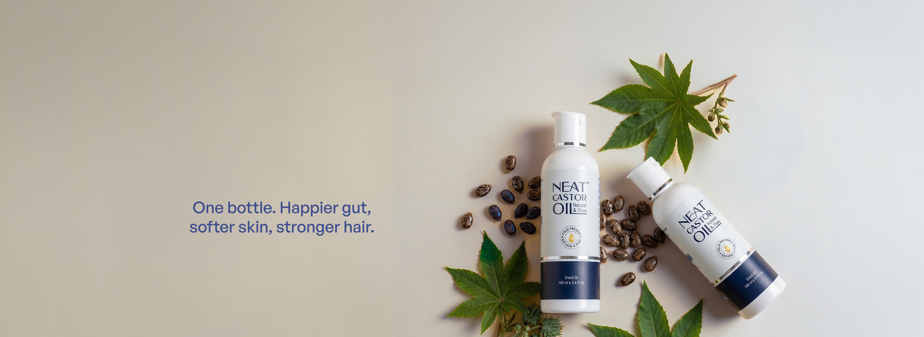 Premium Vital Oils with nourishing castor oil for skin and hair care.