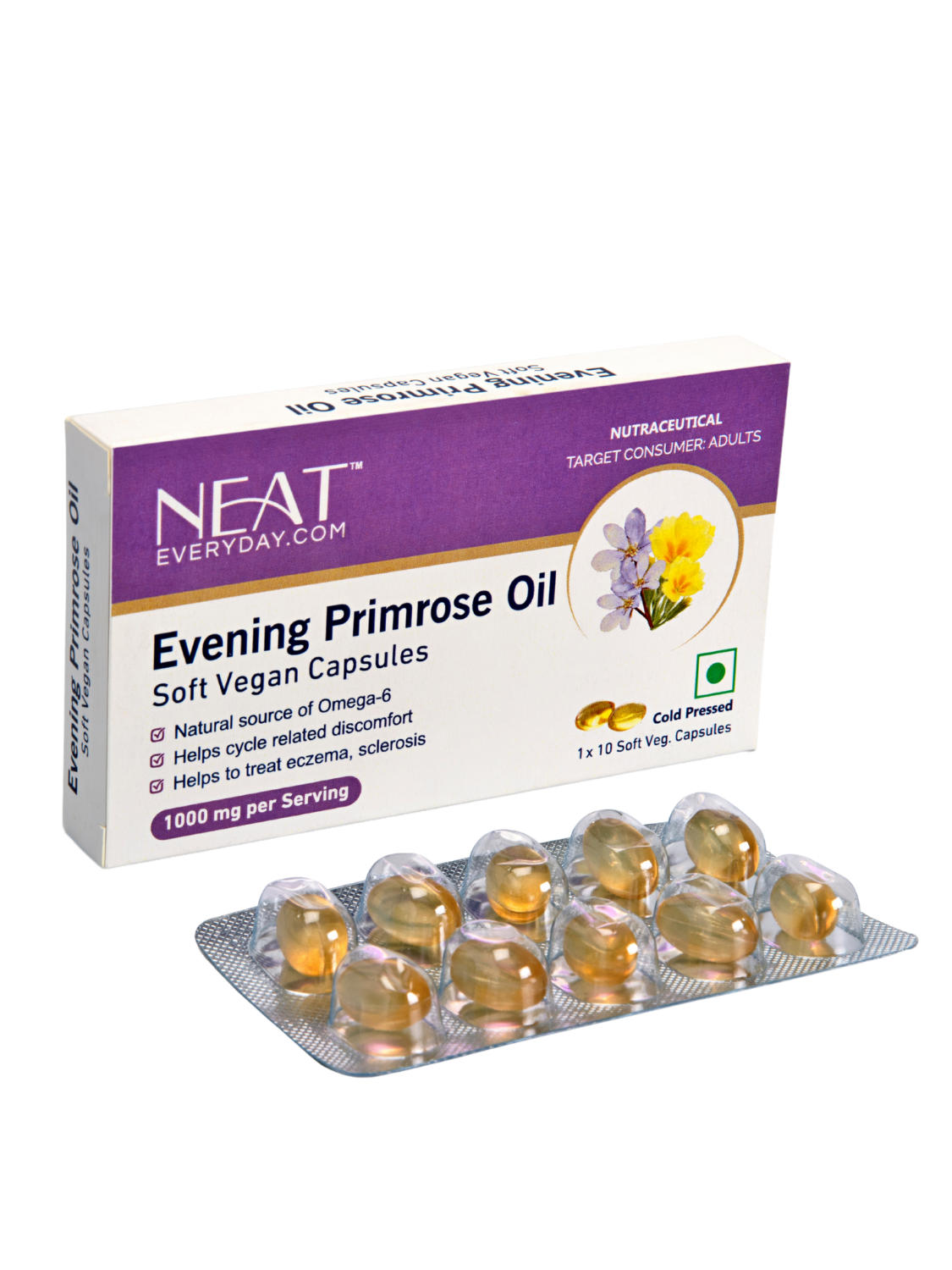 Evening Primrose Oil Soft Vegan Capsules-1000mg Per Serving
