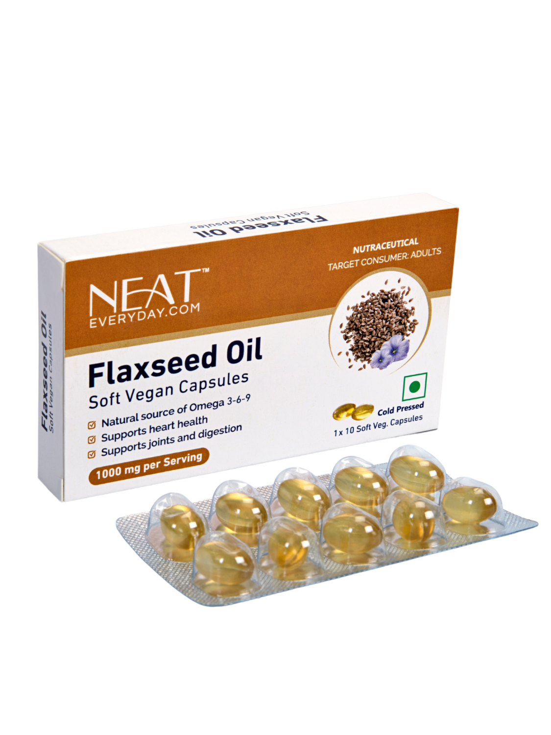 Flaxseed Oil Soft Vegan Capsules-1000mg Per Serving