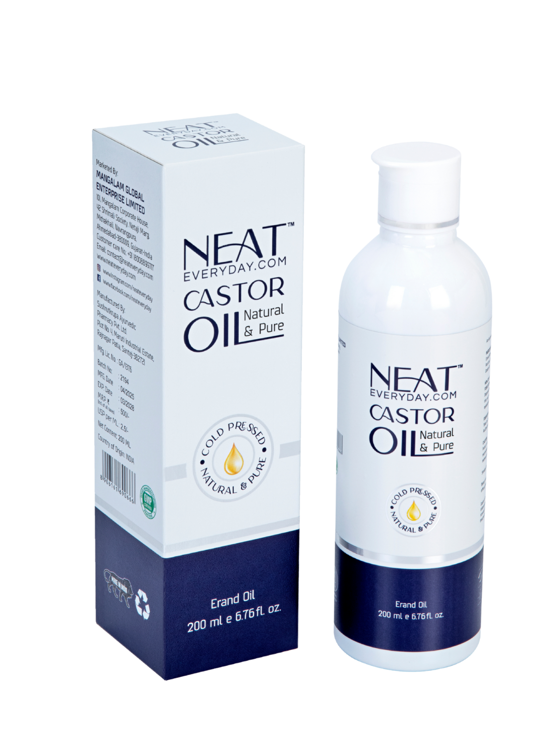 100% Pure Cold-Pressed Castor Oil for all Hair, Skin, Nails & Wellness (200ml)