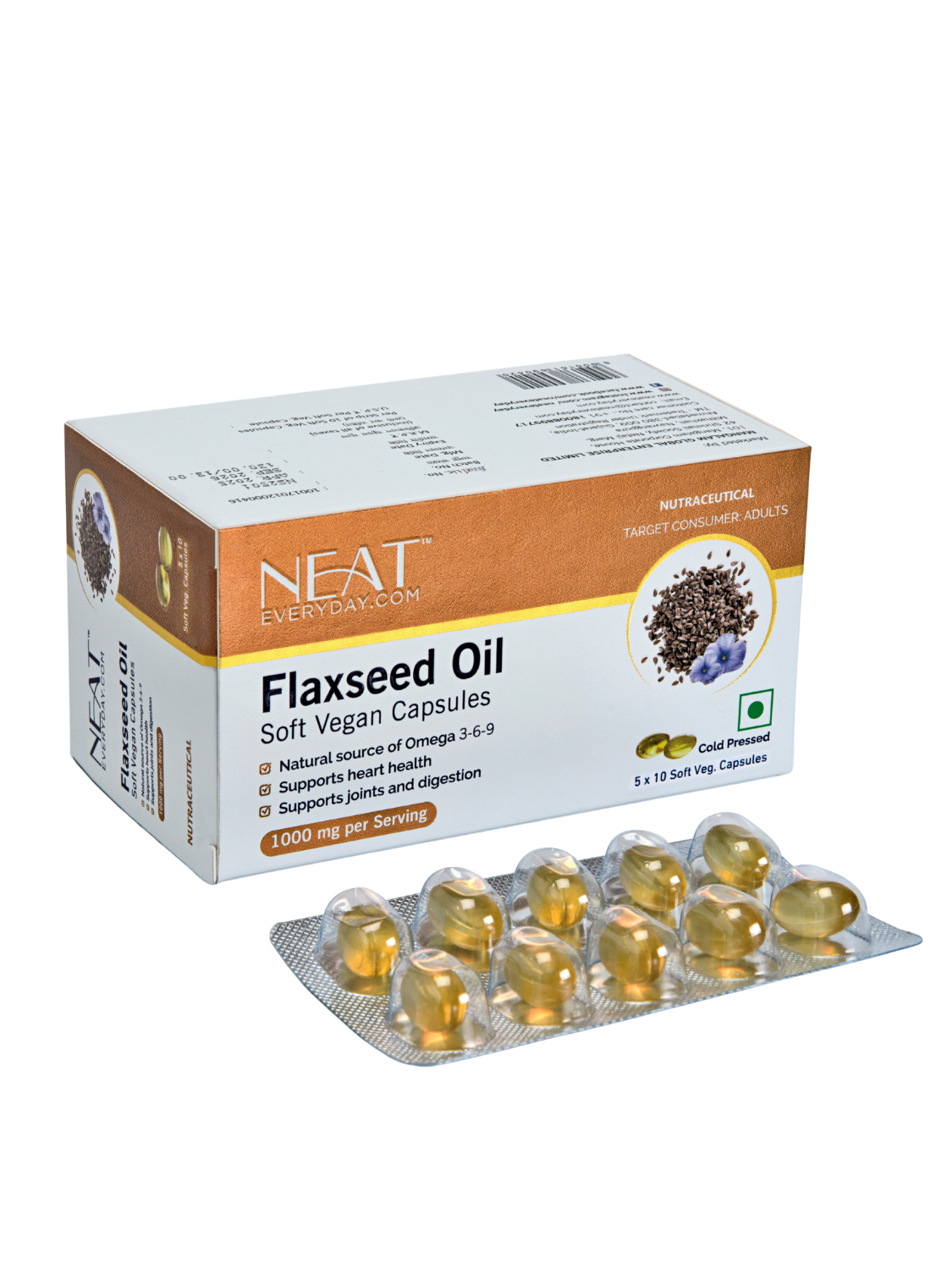 Flaxseed Oil Soft Vegan Capsules-1000mg Per Serving