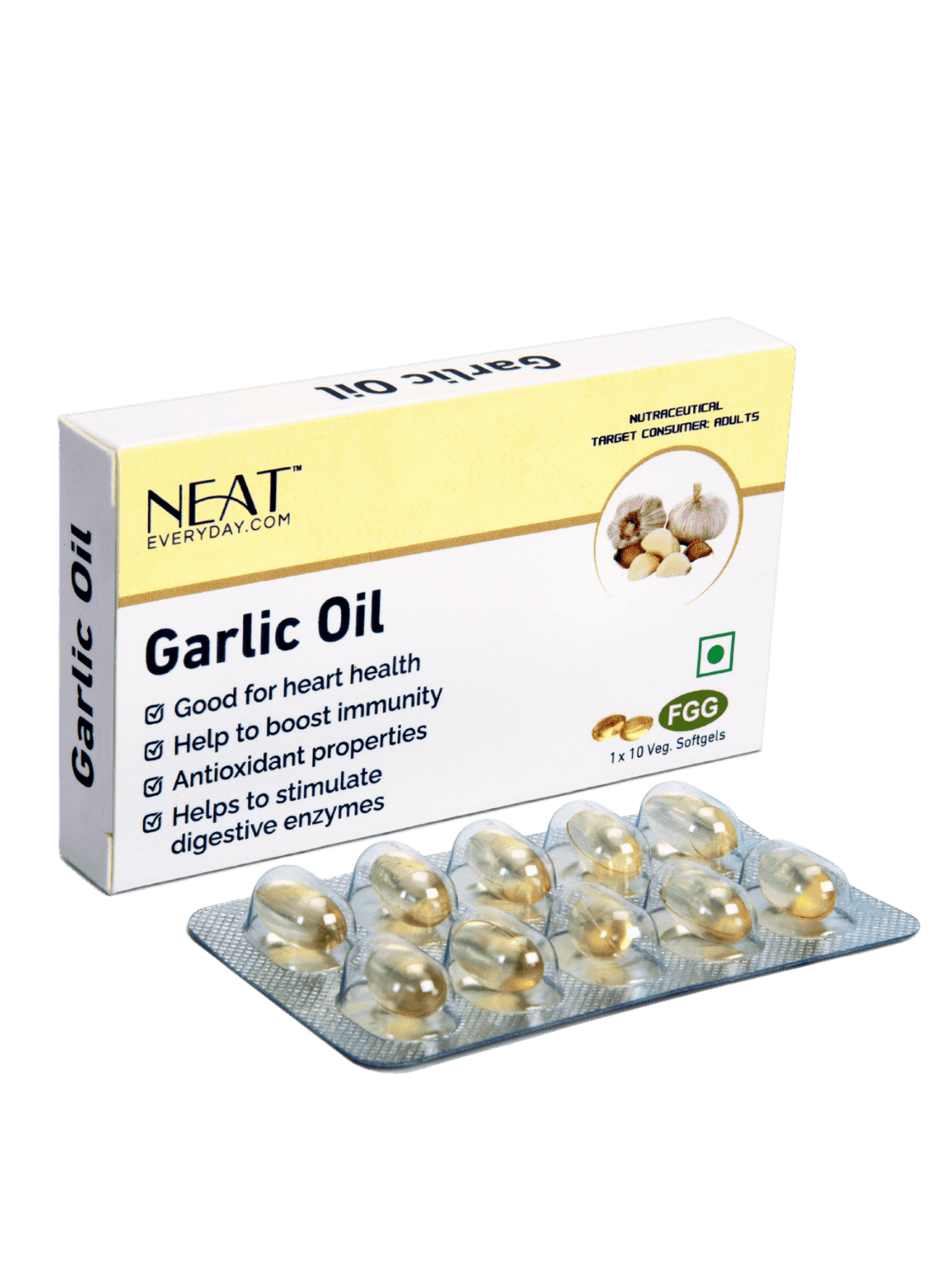 Buy Neat Garlic Oil Softgel Capsules – For Heart Health, Immunity & Antioxidant Support; jar pack herbal supplement for overall wellness.