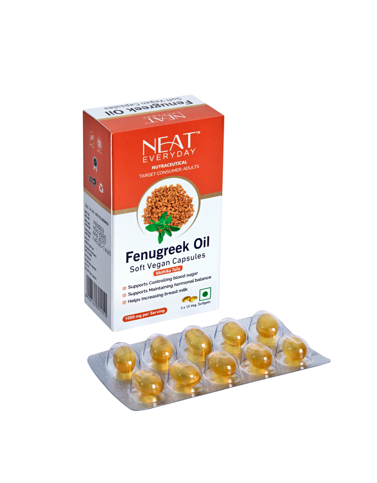 Fenugreek Oil Soft Vegan Capsules-1000mg Per Serving