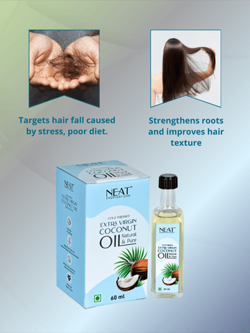 Extra Virgin Coconut Oil from Hairfall Rescue Oil bundle targets hair fall, strengthens roots, and improves hair texture naturally.