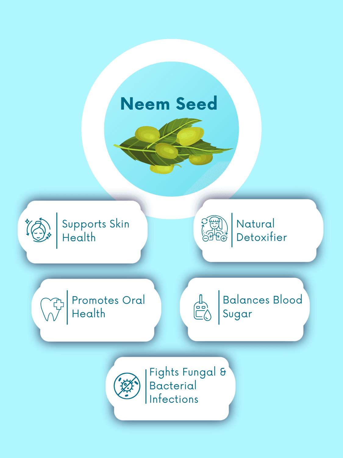 Neem Oil Soft Vegan Capsules - 1000mg benefits include skin support, oral health, detox, and infection defense in herbal supplement form.