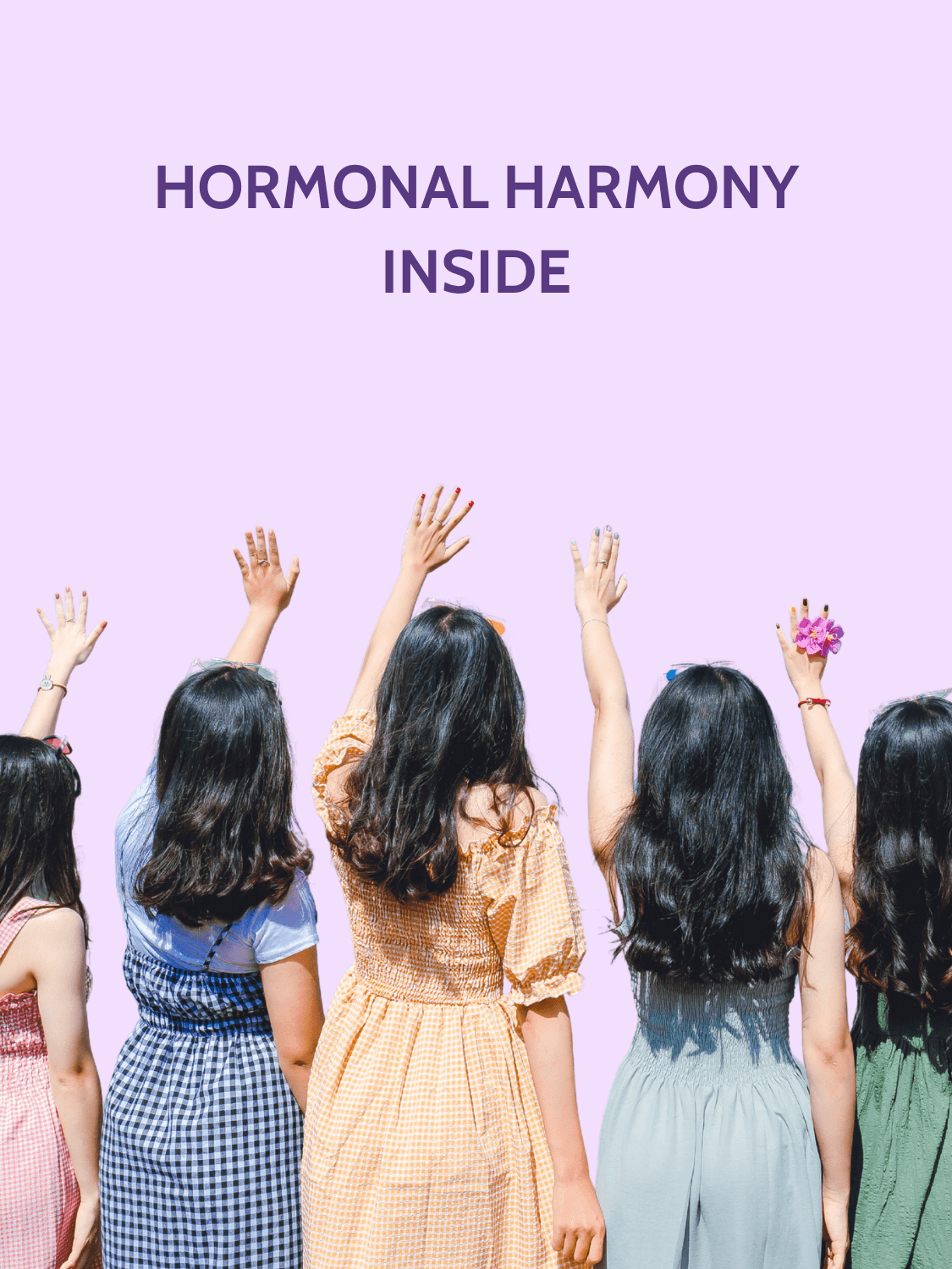 Group of women raising hands with text &