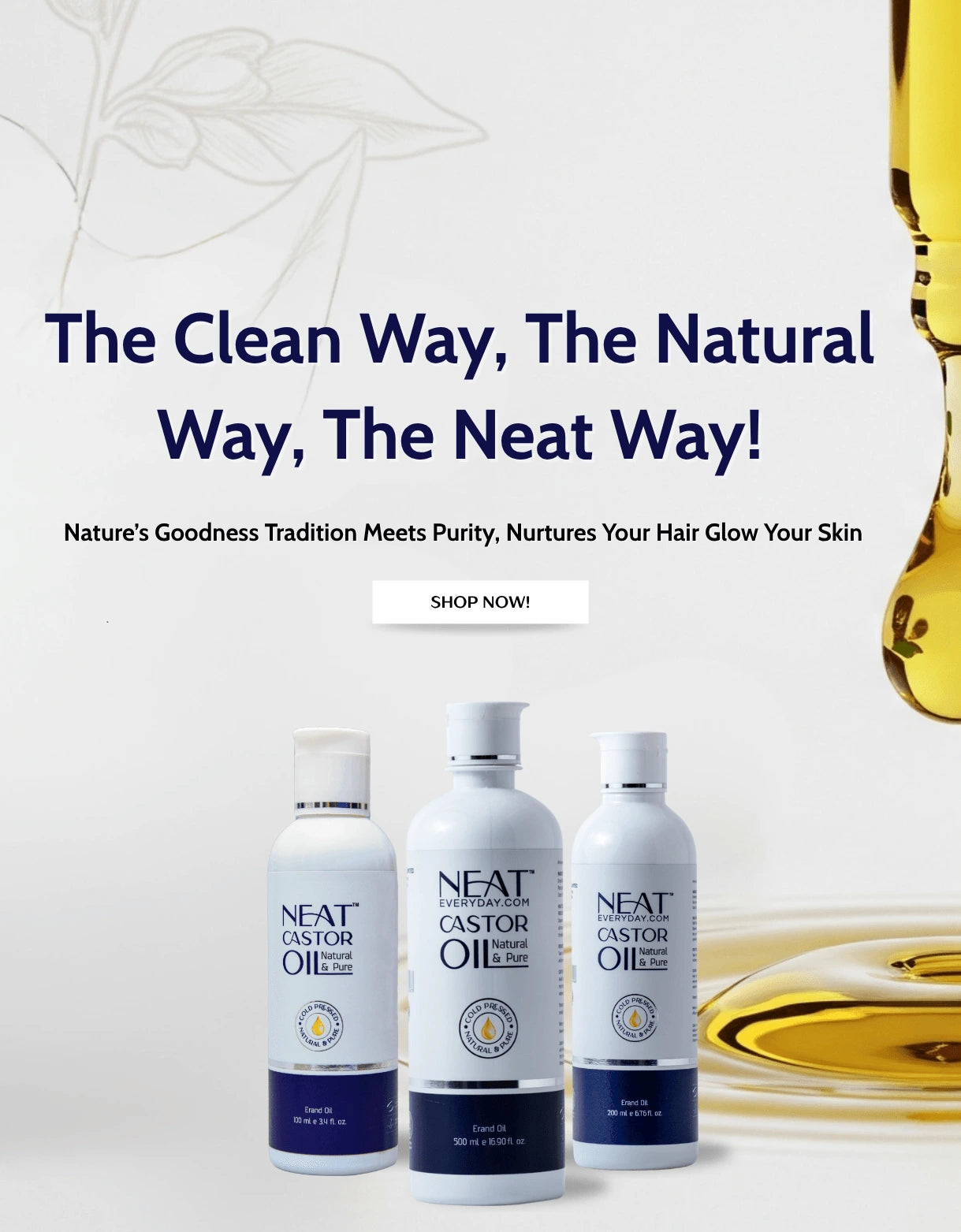 Three bottles of NEAT Castor Oil second slider