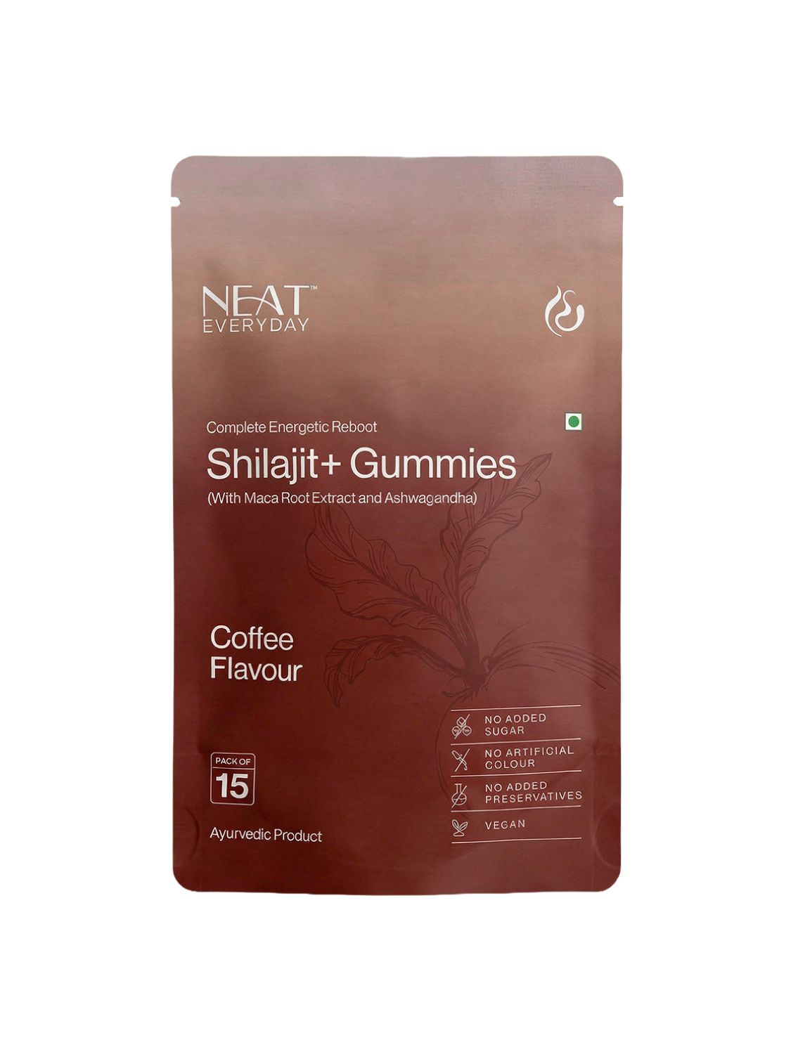 Neat Everyday Shilajit Gummies package with coffee flavor on a white background