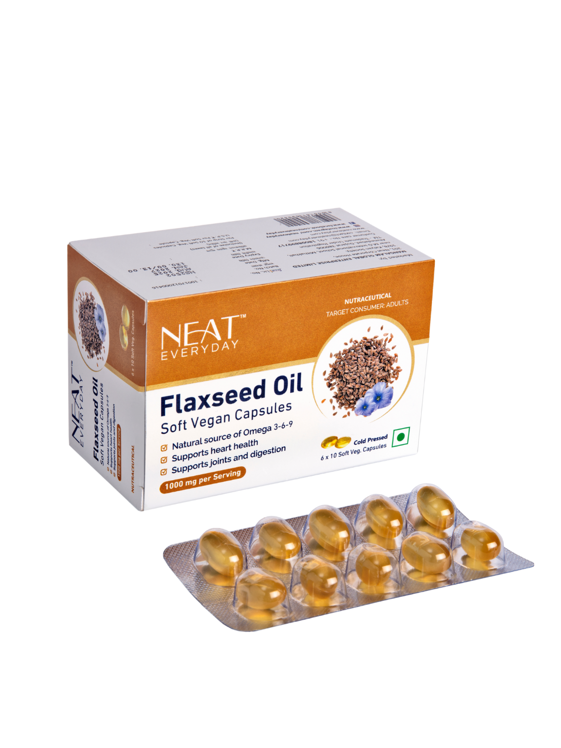 Flaxseed Oil Soft Vegan Capsules-1000mg Per Serving