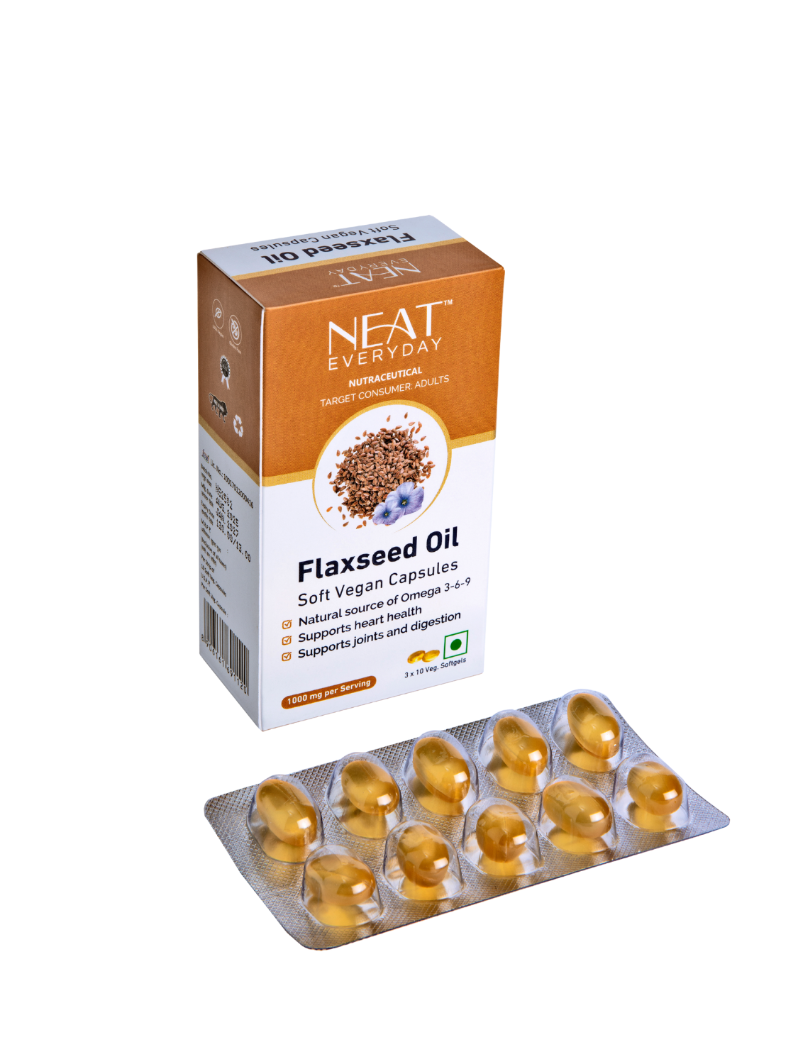 Flaxseed Oil Soft Vegan Capsules-1000mg Per Serving