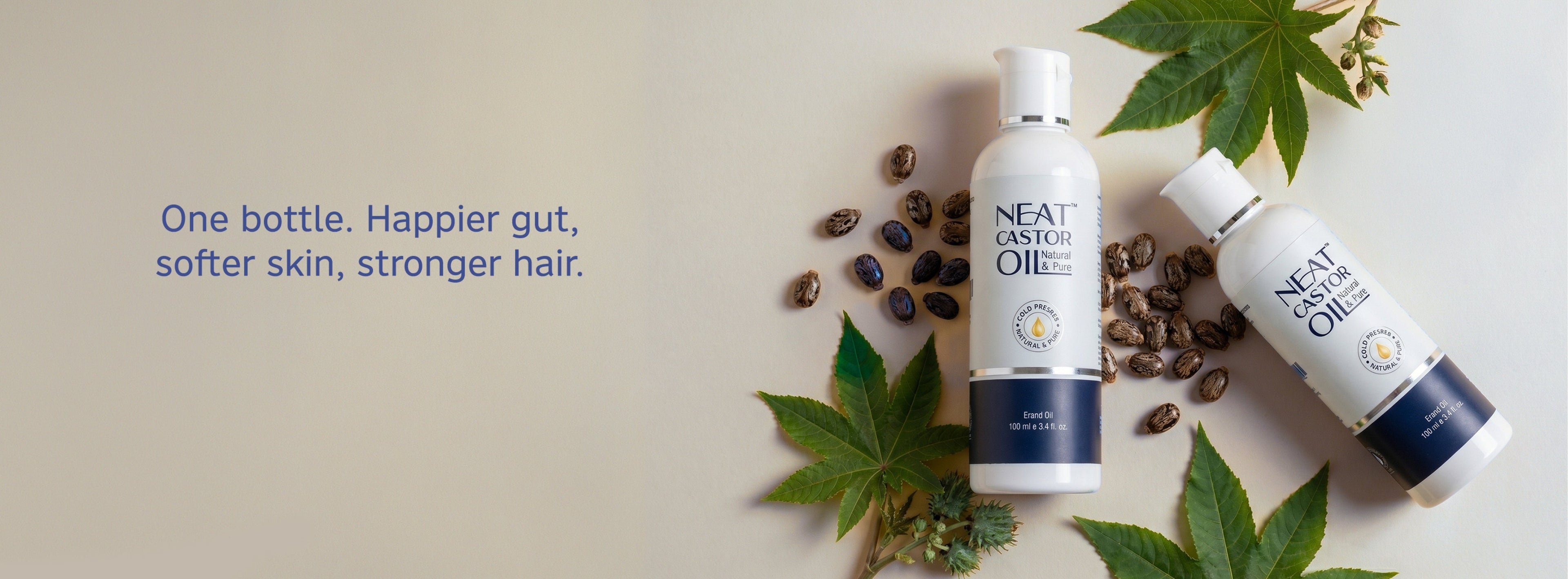 Premium Vital Oils with nourishing castor oil for skin and hair care.