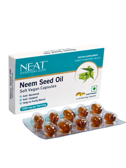 Neem Seed Oil Soft Vegan Capsules-1000mg Per Serving