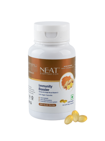 Immunity Booster (Turmeric Oil, Ginger Oil and Vitamin E) Soft Vegan Capsules-900mg