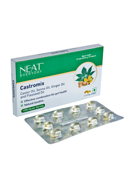 Castromix (Castor Oil, Senna Oil, Ginger Oil, Flaxseed Oil) Softgel Capsules-1200mg Per Serving