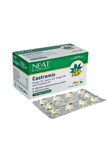 Castromix (Castor Oil, Senna Oil, Ginger Oil, Flaxseed Oil) Softgel Capsules-1200mg Per Serving