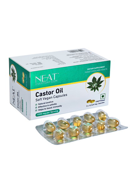 Castor Oil Soft Vegan Capsules-1000mg Per Serving Blister Pack
