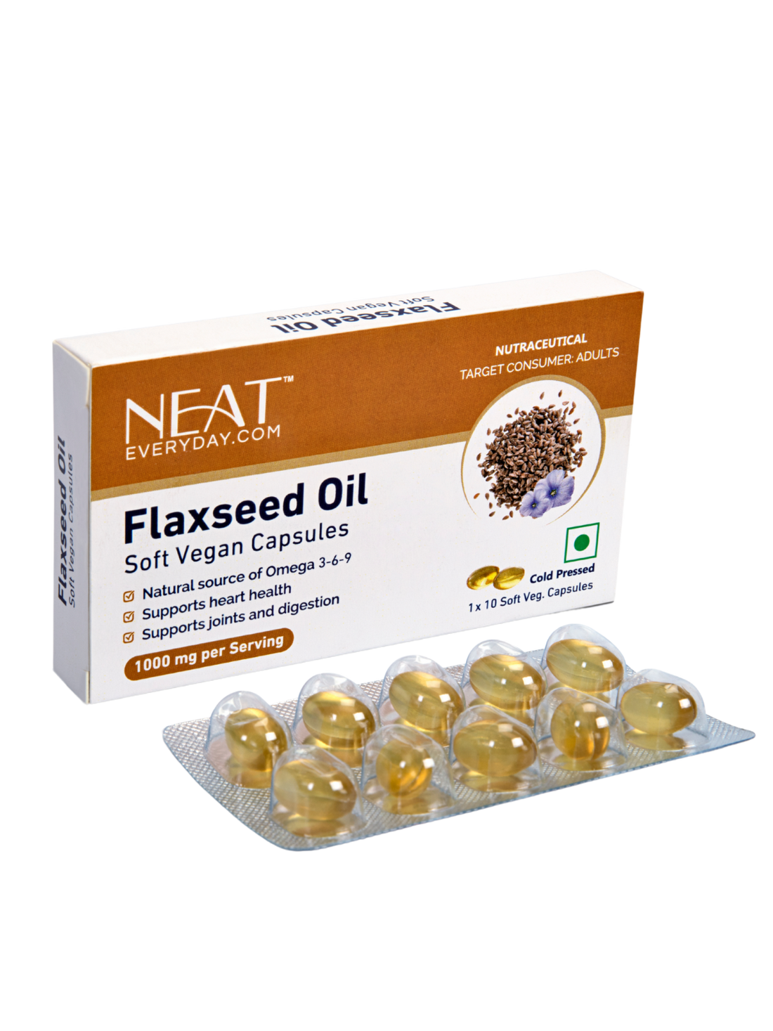 Flaxseed Oil Soft Vegan Capsules-1000mg Per Serving