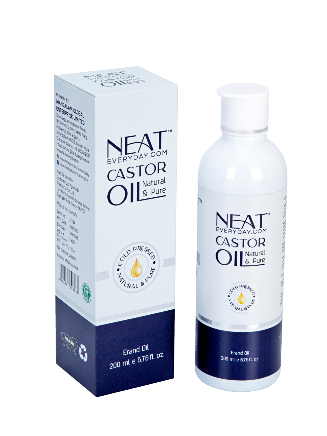 100% Pure Cold-Pressed Castor Oil for all Hair, Skin, Nails &amp; Wellness (200ml)