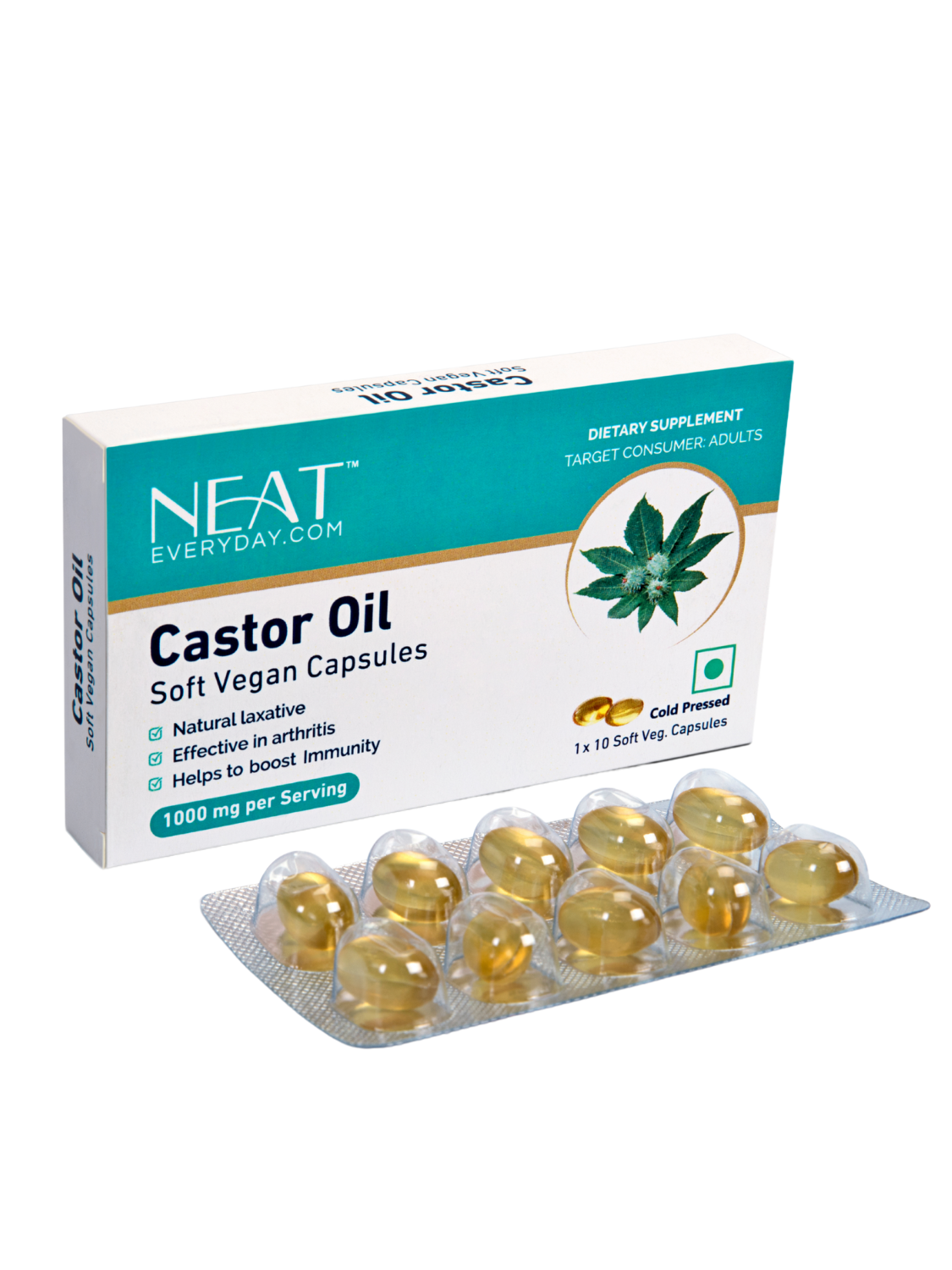 Castor Oil Soft Vegan Capsules-1000mg Per Serving