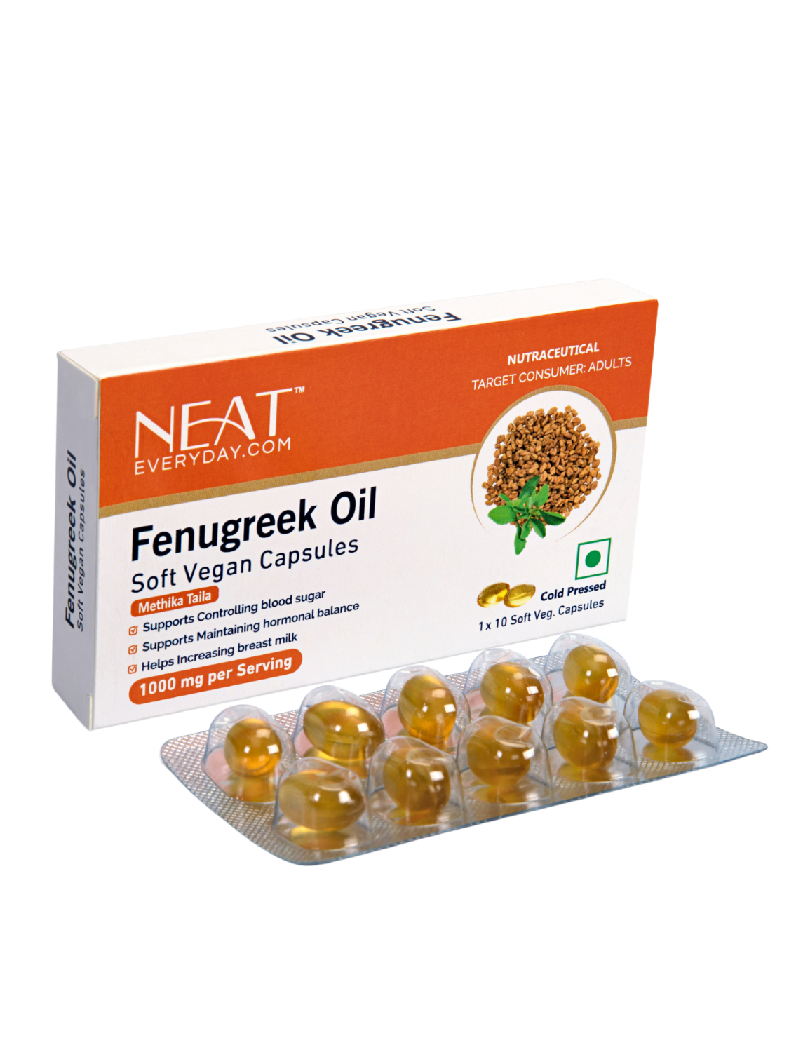 Fenugreek Oil Soft Vegan Capsules-1000mg Per Serving