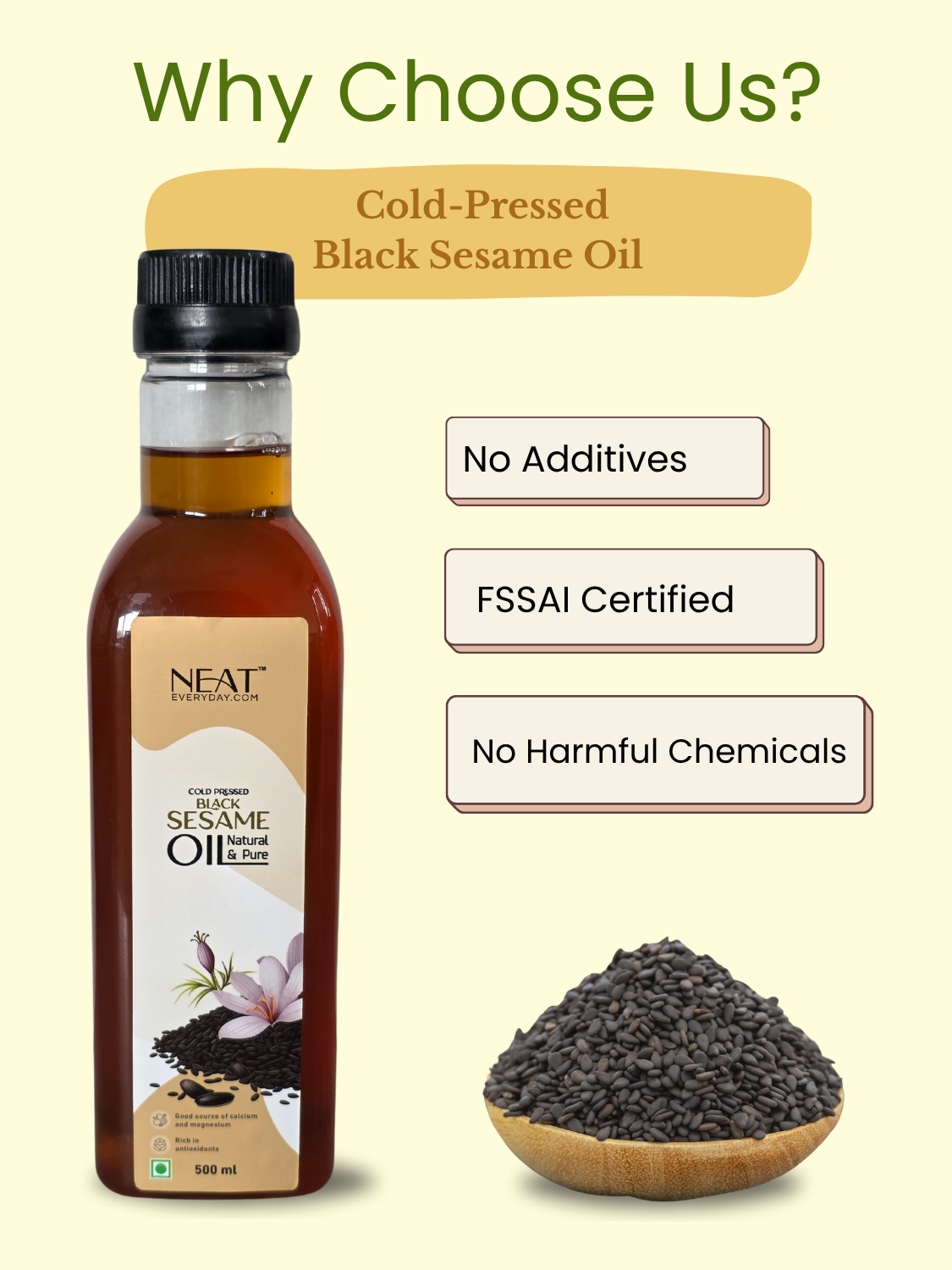 Cold Pressed Black Sesame Oil (500ml)