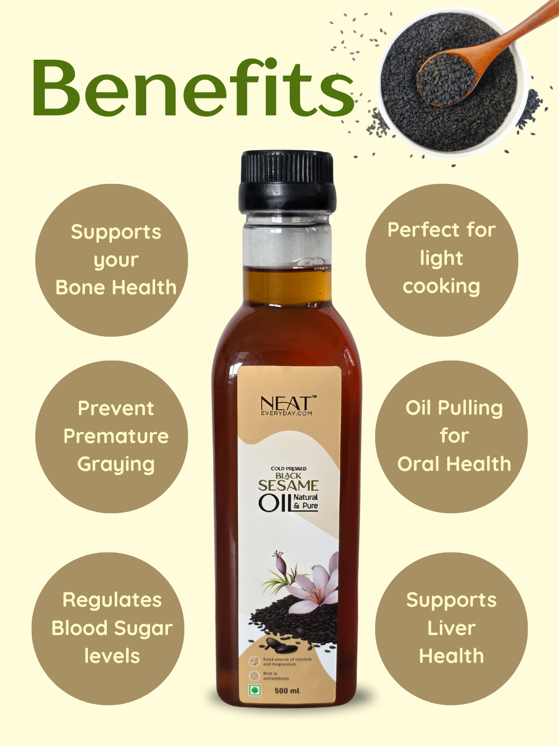 Cold Pressed Black Sesame Oil (500ml)