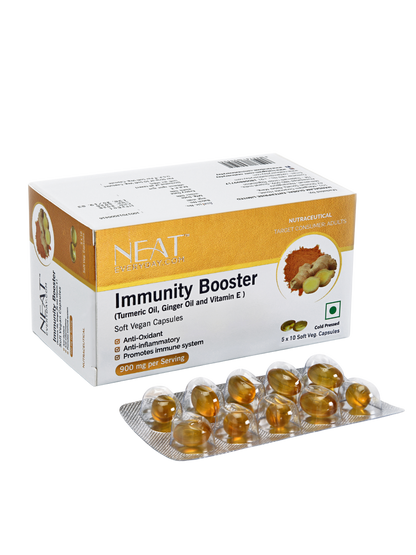 Immunity Booster (Turmeric Oil, Ginger Oil and Vitamin E) Soft Vegan Capsules-900mg