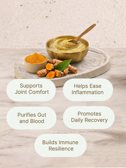 Guidance on consuming turmeric and A2 ghee capsules with water for daily health support