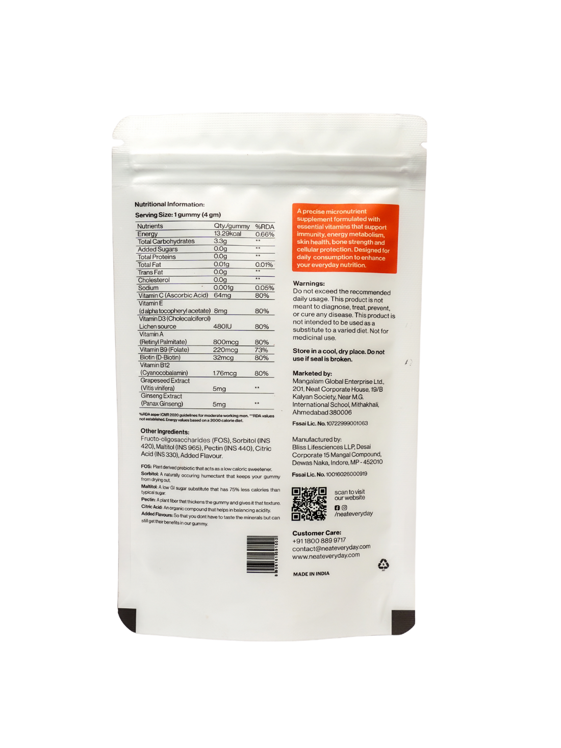 Neat Everyday Multivitamin Gummies – Orange Flavour