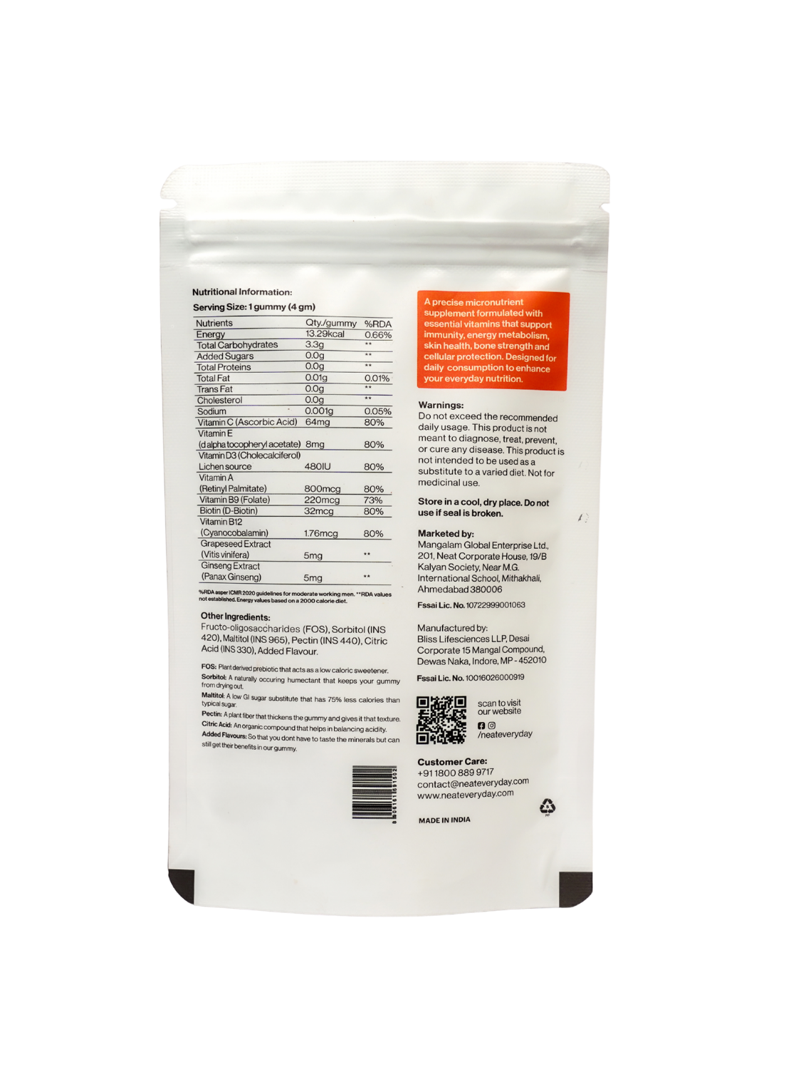 Neat Everyday Multivitamin Gummies – Orange Flavour