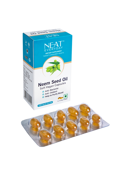 Neem Seed Oil Soft Vegan Capsules-1000mg Per Serving