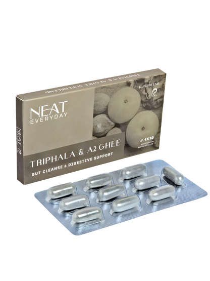 Triphala &amp; A2 Ghee Soft Capsules – 1600mg Per Dosage
