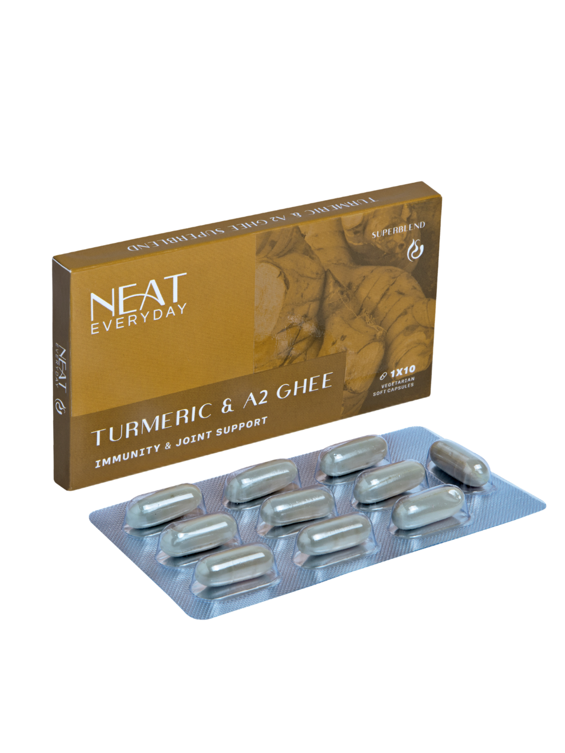 Turmeric &amp; A2 Ghee Soft Capsules – 1590mg Per Dosage