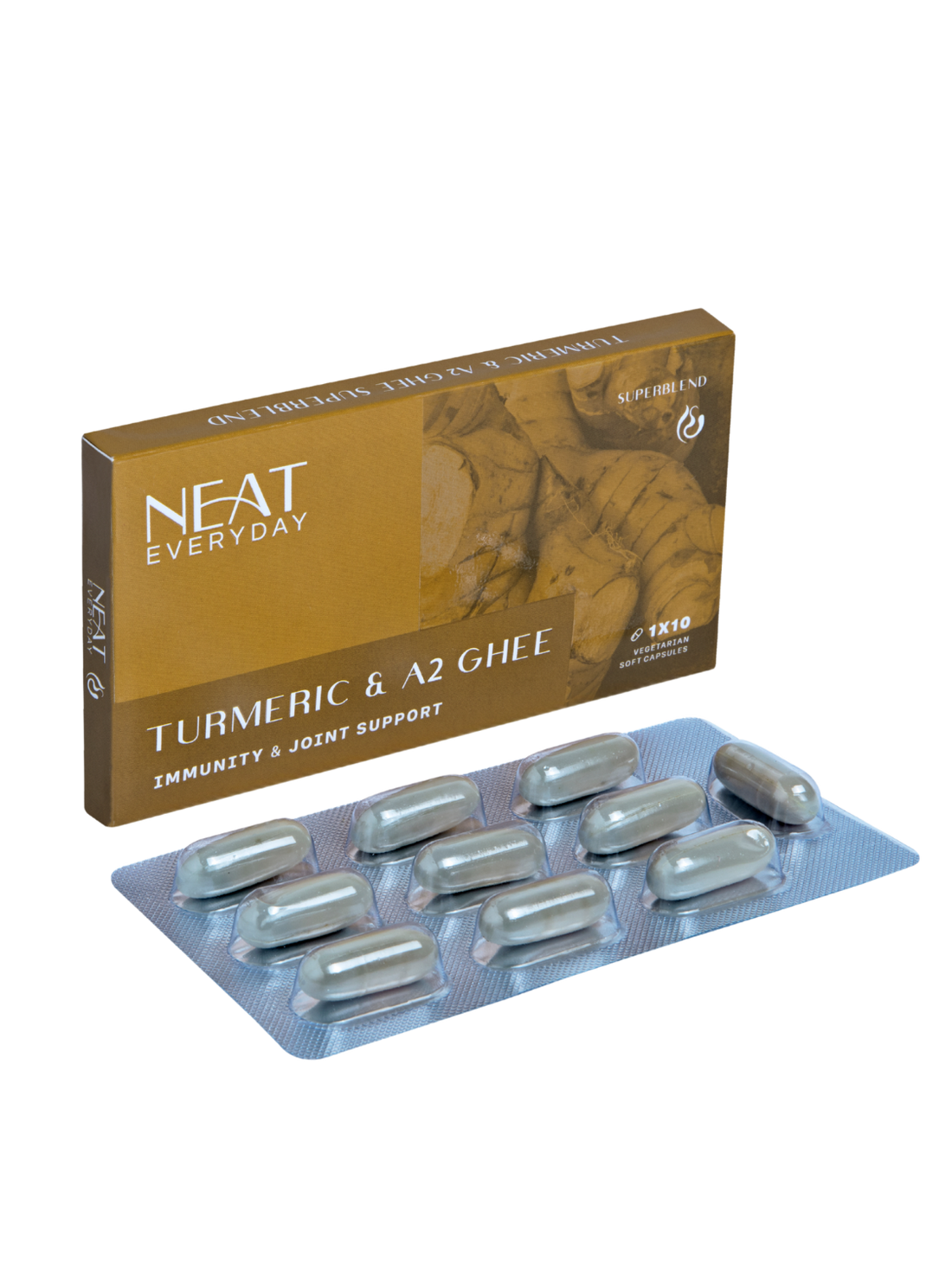 Turmeric &amp; A2 Ghee Soft Capsules – 1590mg Per Dosage