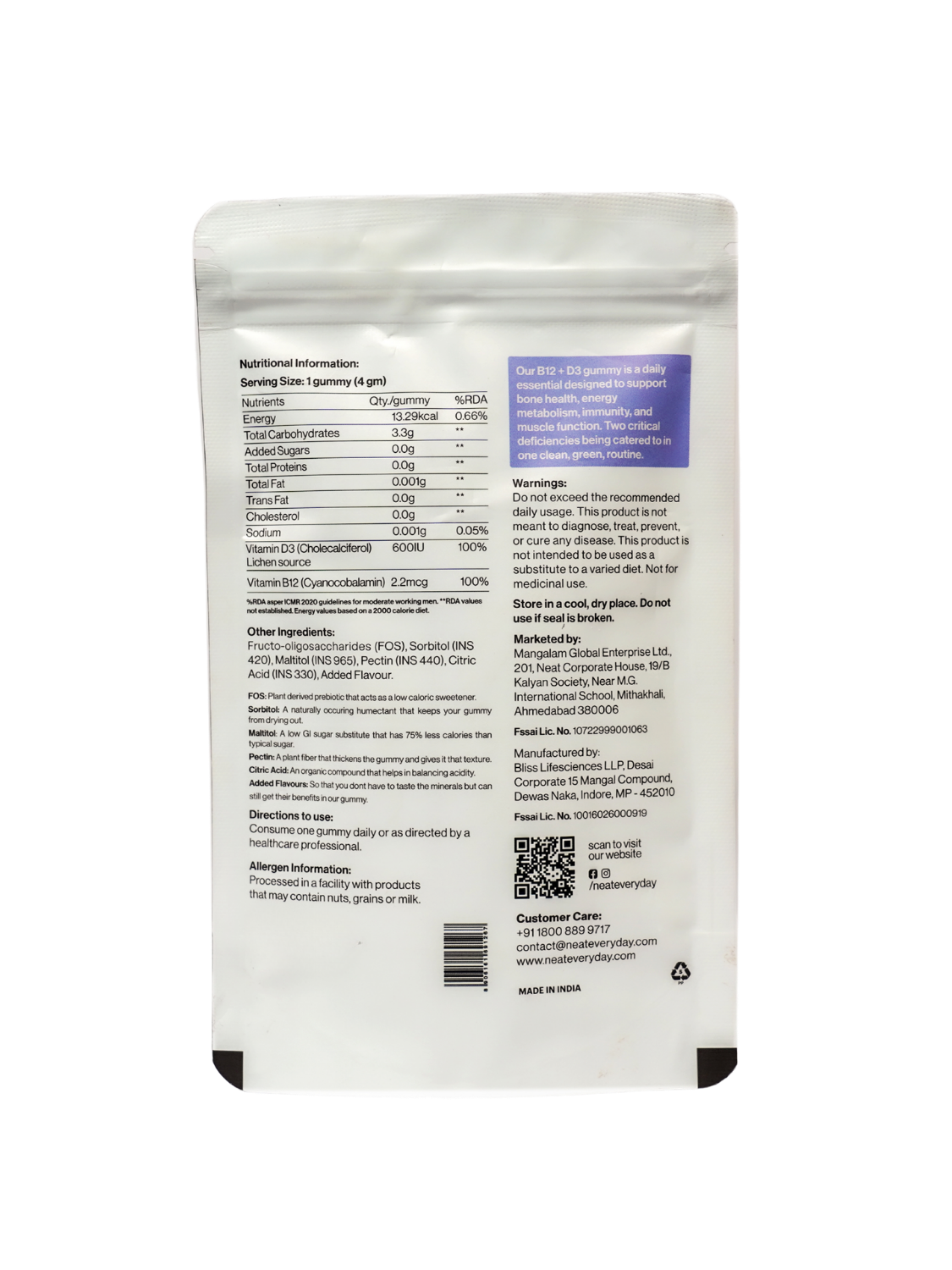 Vitamin B12+D3 Gummies for Daily Nutrition