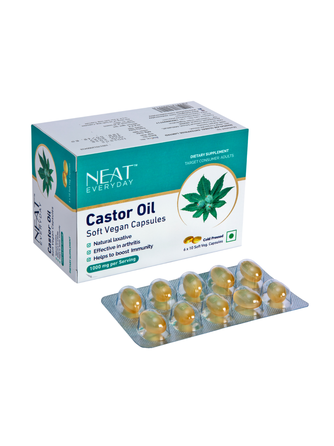 Castor Oil Soft Vegan Capsules-1000mg Per Serving