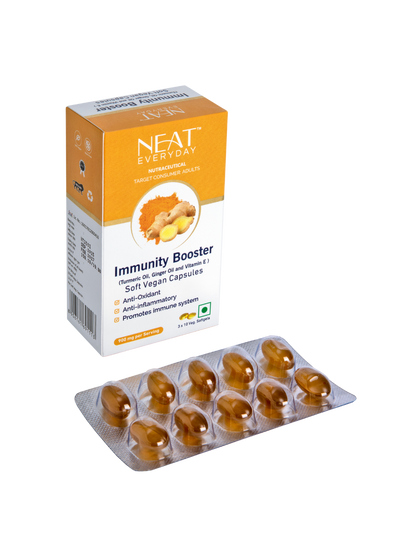 Immunity Booster (Turmeric Oil, Ginger Oil and Vitamin E) Soft Vegan Capsules-900mg Per Serving