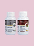 Kalonji Oil and Vegan Omega 3-6-9 Soft Vegan Capsules for Hair in white bottles, part of Hair & Scalp Combo bundle for hair and scalp health.