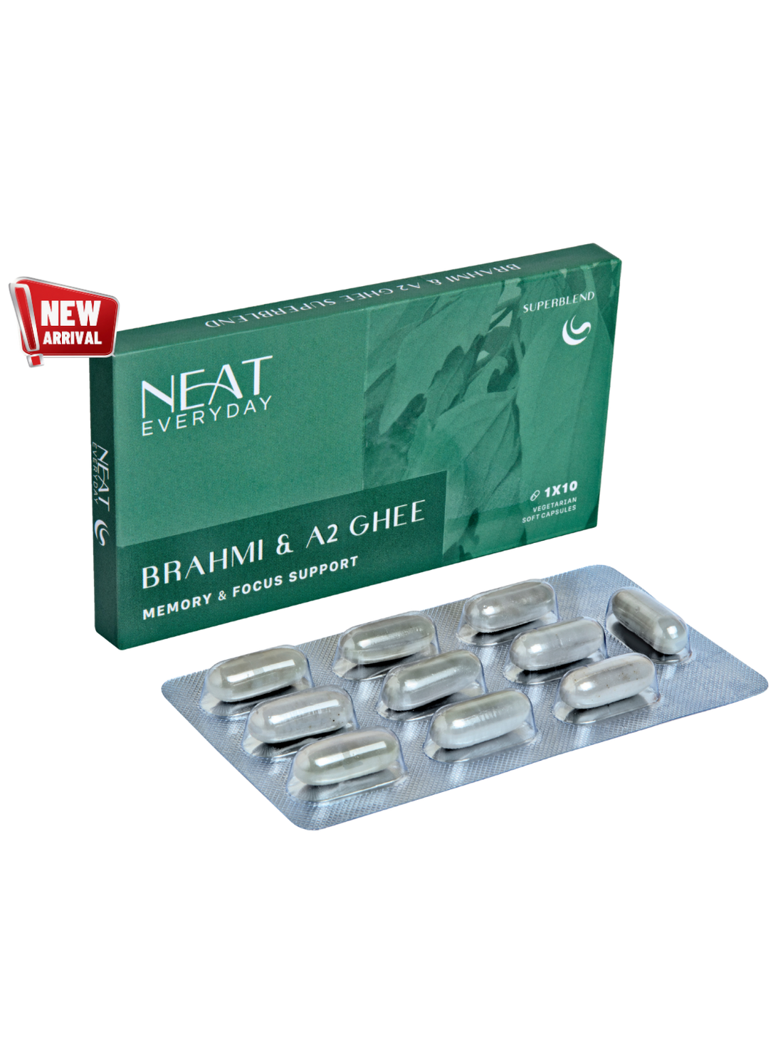 Brahmi &amp; A2 Ghee Soft Capsules – 850mg Per Serving