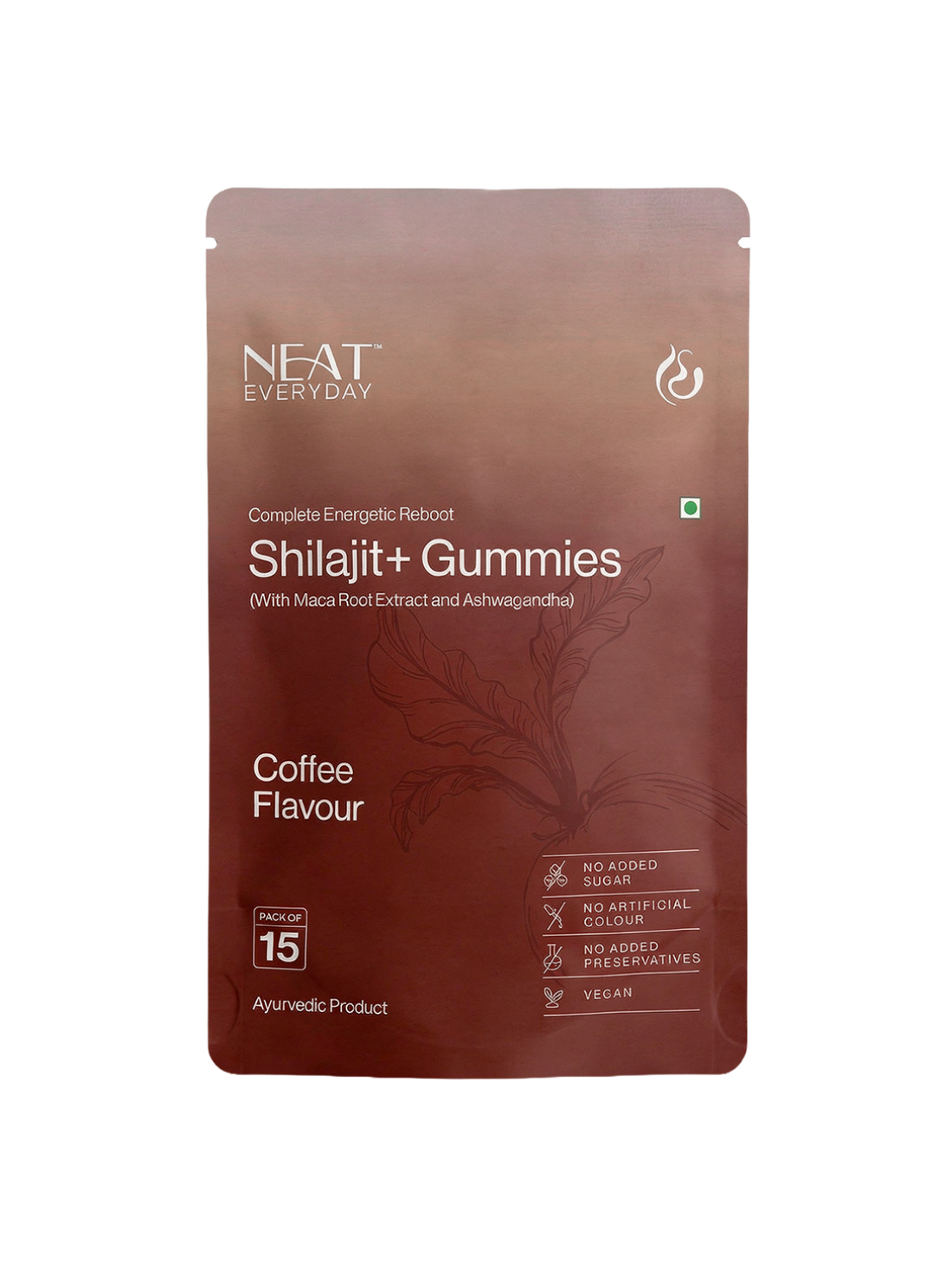 Neat Everyday Shilajit Gummies package with coffee flavor on a white background