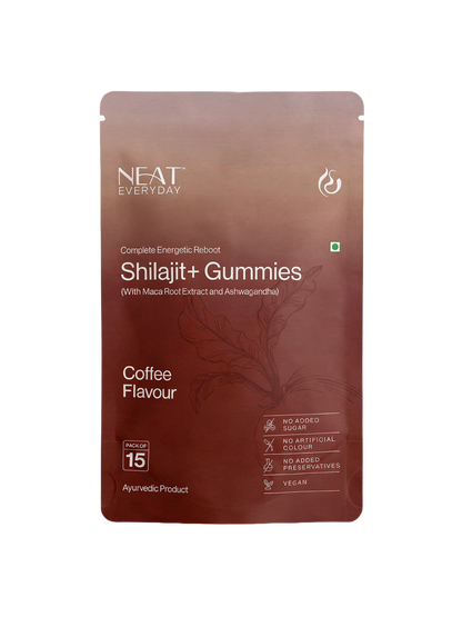 Neat Everyday Shilajit Gummies package with coffee flavor on a white background