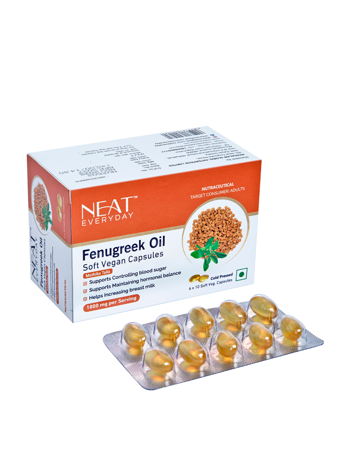 Fenugreek Oil Soft Vegan Capsules-1000mg Per Serving